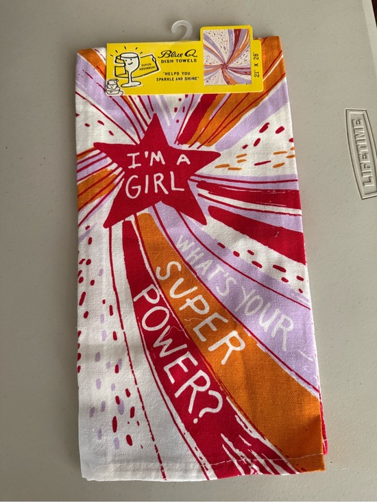 Blue Q Other - Blue Q "I'm A Girl" Colorful Super Power Dish Towel - Red, Orange, Purple, White